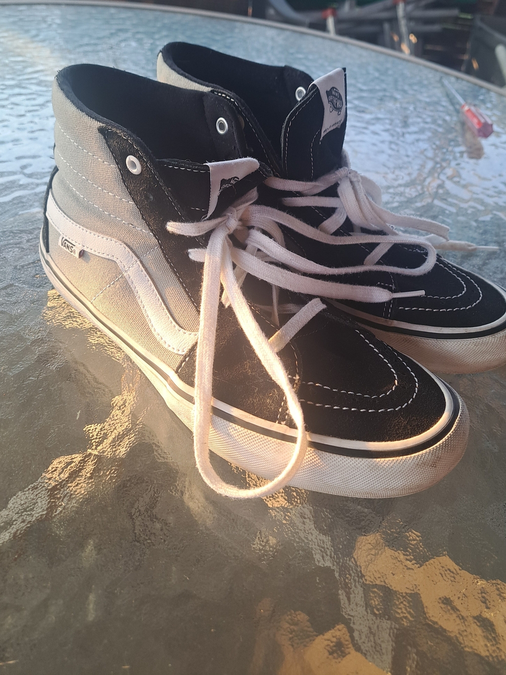 Vans Black & White Sk8-Hi Canvas High-Top Sneakers
